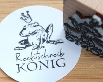Lehrer-Stempel  Frosch König  Rechtschreibkönig  30mm