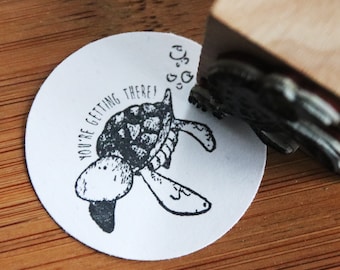 Englisch Lehrer Stempel  Schildkröte   You're getting there  30mm