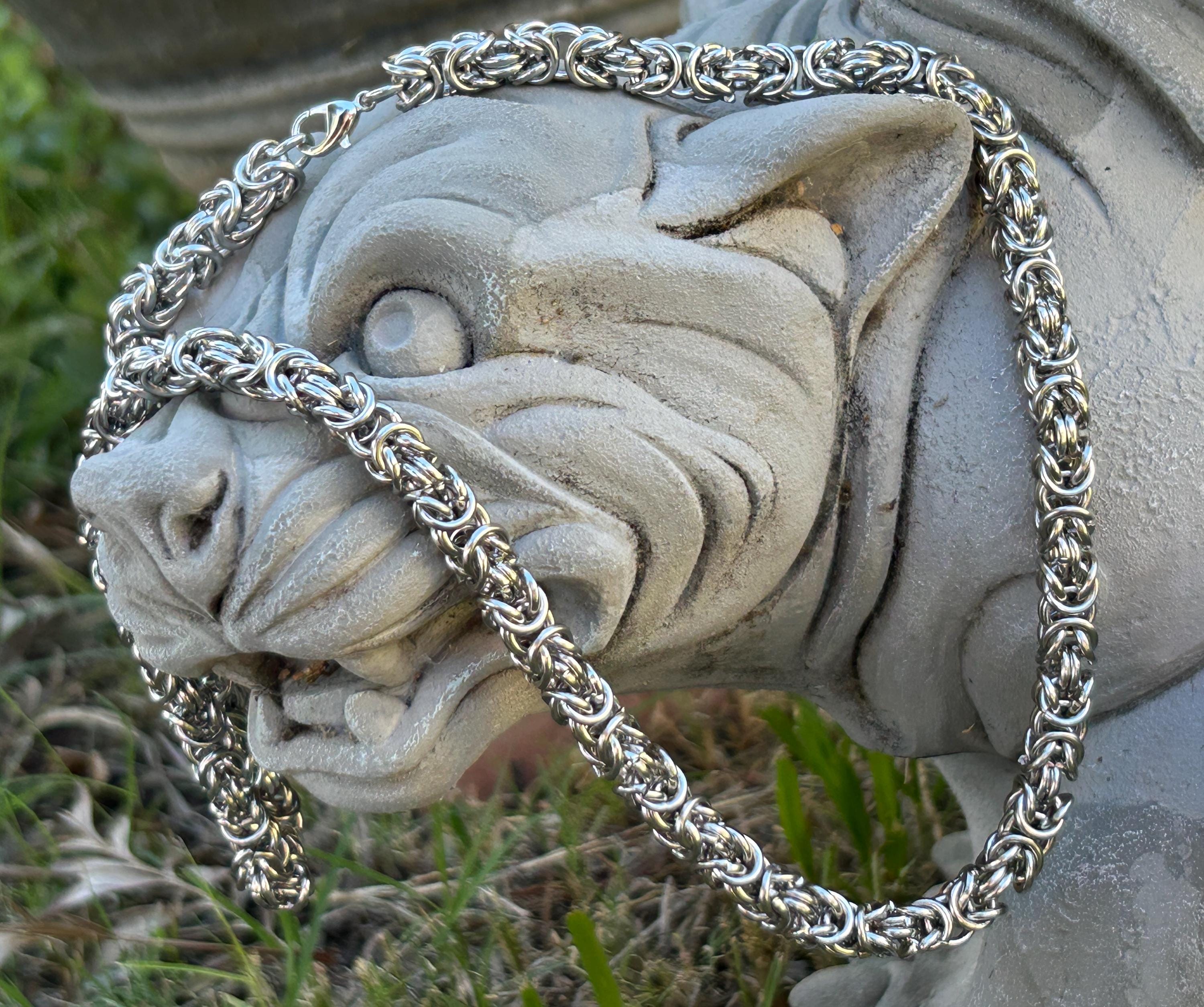 イタリア製　シルバーカラー ビザンチンチェーン ネックレス 7mm Byzantine Chain - Etsy