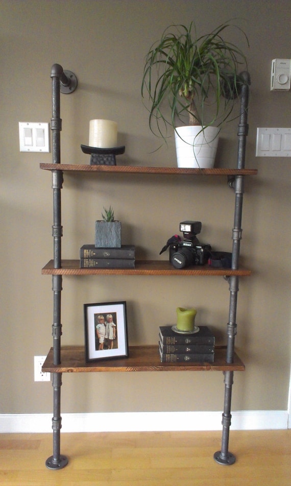 Items similar to Industrial Pipe 3 Tier Bookcase on Etsy