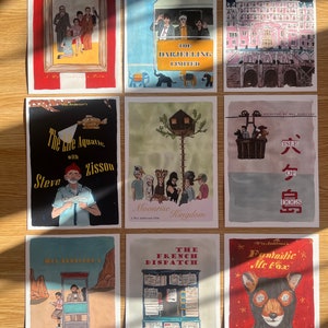 Affiche de film de Wes Anderson - A5 tirages individuels