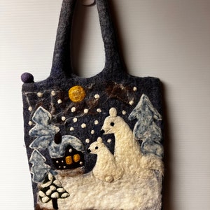 Hand made Felted wool hand bag