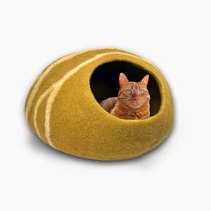 Felt Cat House(Cat Cave), Handmade 100 % New Zealand Merino Wool, Fit for Cats Up to 20 Lbs