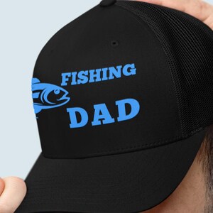 Fishing Trucker Embroidered Cap: Adjustable Adult Hat with &quot;Fishing Dad&quot; Design