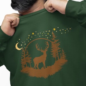 Deer Sweatshirt: Adult S- 3XL of a Stag in the Moonlight in 7 Colors