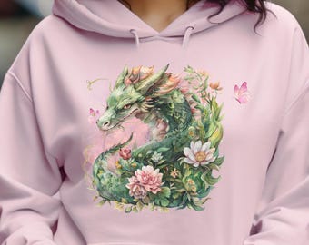 Woodland Fantasy Dragon Adult Hoodie, Magical Creature Sweatshirt