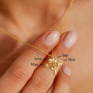 Mother&#39;s Day Gift Birthflower Tree Bouquet Necklace Family Tree Personalized Necklace Gift for Mom Grandma CustomBirth Flower Pendant