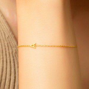 14K Solid Gold Initial Armband | Benutzerdefinierte 14k Gold Initial Armband | Muttertagsgeschenk | Perfektes Geschenk für Sie | Weihnachtsgeschenk