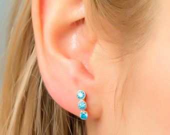 Family Birthstone Earrings, Perfect Gift for Her, Mother&#39;s Day Gift, Stud Earrings, Gold Earrings, Minimalist Earrings, Christmas Gift,