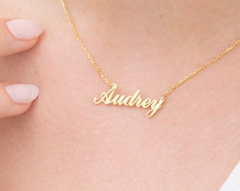 14K Solid GOLD Personalized Name Necklace, Nameplate Necklace, Gift for Her, Custom Name Necklace, Mother's Day Gift, Christmas Gift