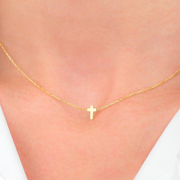 Dainty Cross Necklace - Gift for Her - Silver Cross Necklace - Tiny Cross Necklace - Gold Cross Necklace - Christmas Gift - Gift for Mom