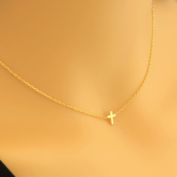Dainty Cross Necklace, Christmas Gift, Cross Necklace, Dainty Necklace, Gold Cross Necklace, Small Cross Necklace, Minimalist Tiny Necklace