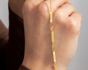 Gepersonaliseerde kinketting, aangepaste gravure met naam, datum of initiaal van 925 sterlingzilver, goud en roségoud
