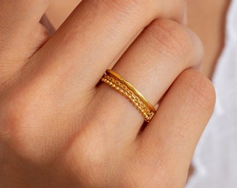 Sterling Silver Stacking Rings, Set of 3 Minimalist Bands, Valentine's Day Gift