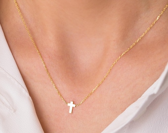Collana con croce delicata, regalo di Natale, collana con croce, collana delicata, collana con croce dorata, collana con croce piccola, collana minimalista minuscola
