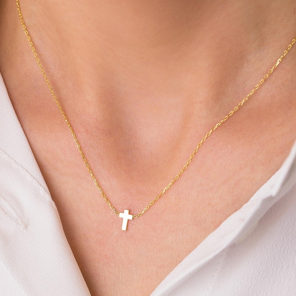 Dainty Cross Necklace, Christmas Gift, Cross Necklace, Dainty Necklace, Gold Cross Necklace, Small Cross Necklace, Minimalist Tiny Necklace