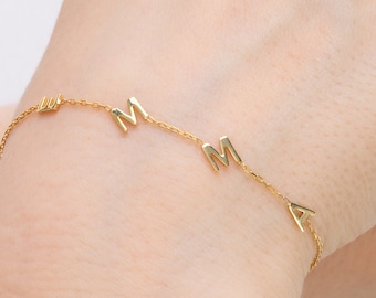 14K Solid GOLD Initial Bracelet | Personalized Letter Bracelet | Gift for Wife| Mother's Day Gift| Perfect Gift for Her | Christmas Gift