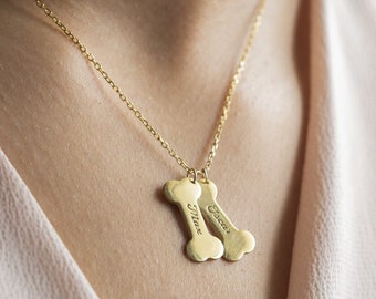 Gegraveerde hond bot ketting, gepersonaliseerde hond naam ketting, huisdier aandenken ketting, huisdier verlies Memorial ketting, handgemaakte hond bot hanger