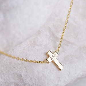 Engraved Cross Necklace, Custom Bible Verse Engraving, Faithful Engraved Cross Pendant, Custom Faith Necklace, Meaningful Christian Gift