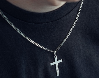 Sterlingzilveren kruisketting, kinketting, geloofssieraden voor hem