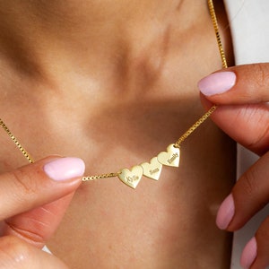 Collar de corazones con nombre personalizado: regalo para la abuela, regalo de Navidad para mamá, collar de cadena familiar personalizado con varios nombres, regalo para mamá.
