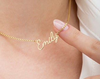 Personalized Name Necklace - Gold Name Necklace with Box Chain - Mother's Day Gift - Bridesmaid Gift - Gift for Her - Christmas Gift