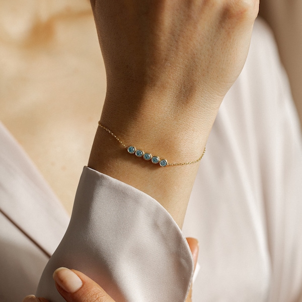 Family Birthstone Bracelet, Gold Charm Bracelet, Christmas Gift, Mothers Day Gift, Gold Bracelet Birthstone, Bridesmaid Gift, Gift for Her