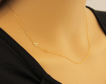 Off Center Initial Necklace, Initial Necklace, Off Center Necklace, Personalized Necklace, Sterling Silver, Dainty Necklace, Gifts for Her
