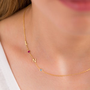Necklace with letter and birthstone sales