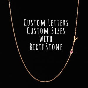 Sideways Initial Necklace, Birthstone Necklace, Personalized Necklace, Christmas Gift, Personalized Gifts, Gift for Her, Mother's Day Gift image 4