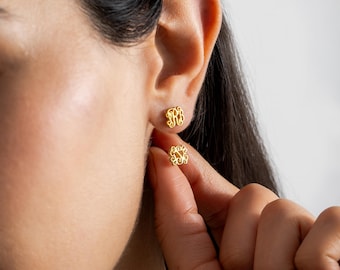 Pendientes con monograma inicial, regalo de joyería personalizado para ella, estilo minimalista, con letras personalizadas.