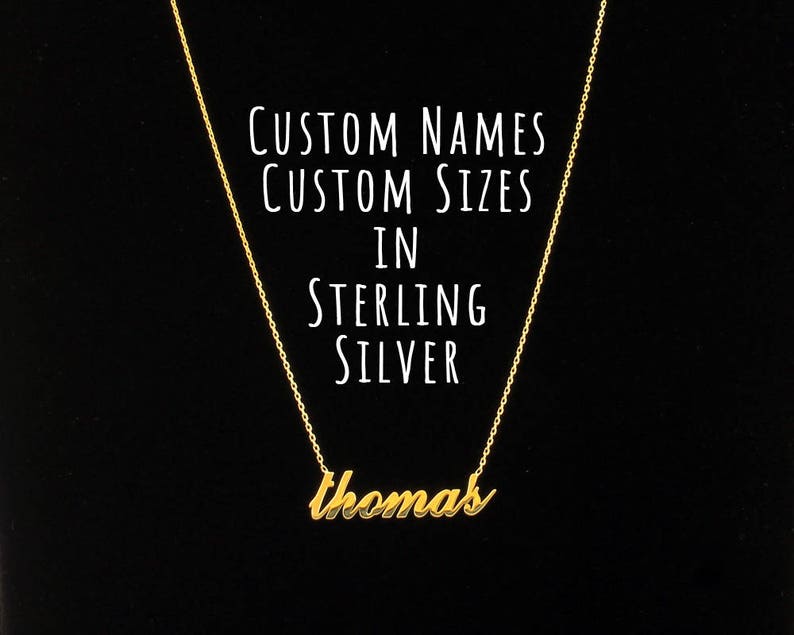 14K Solid Gold Name Necklace Nameplate Necklace Name Etsy