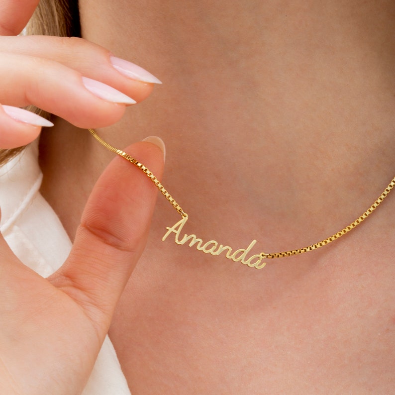 Personalized Name Necklace Gold Name Necklace with Box Chain Mother's Day Gift Bridesmaid Gift Gift for Her Christmas Gift image 7