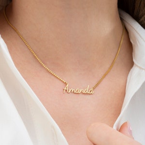 Personalized Name Necklace Gold Name Necklace with Box Chain Mother's Day Gift Bridesmaid Gift Gift for Her Christmas Gift image 6