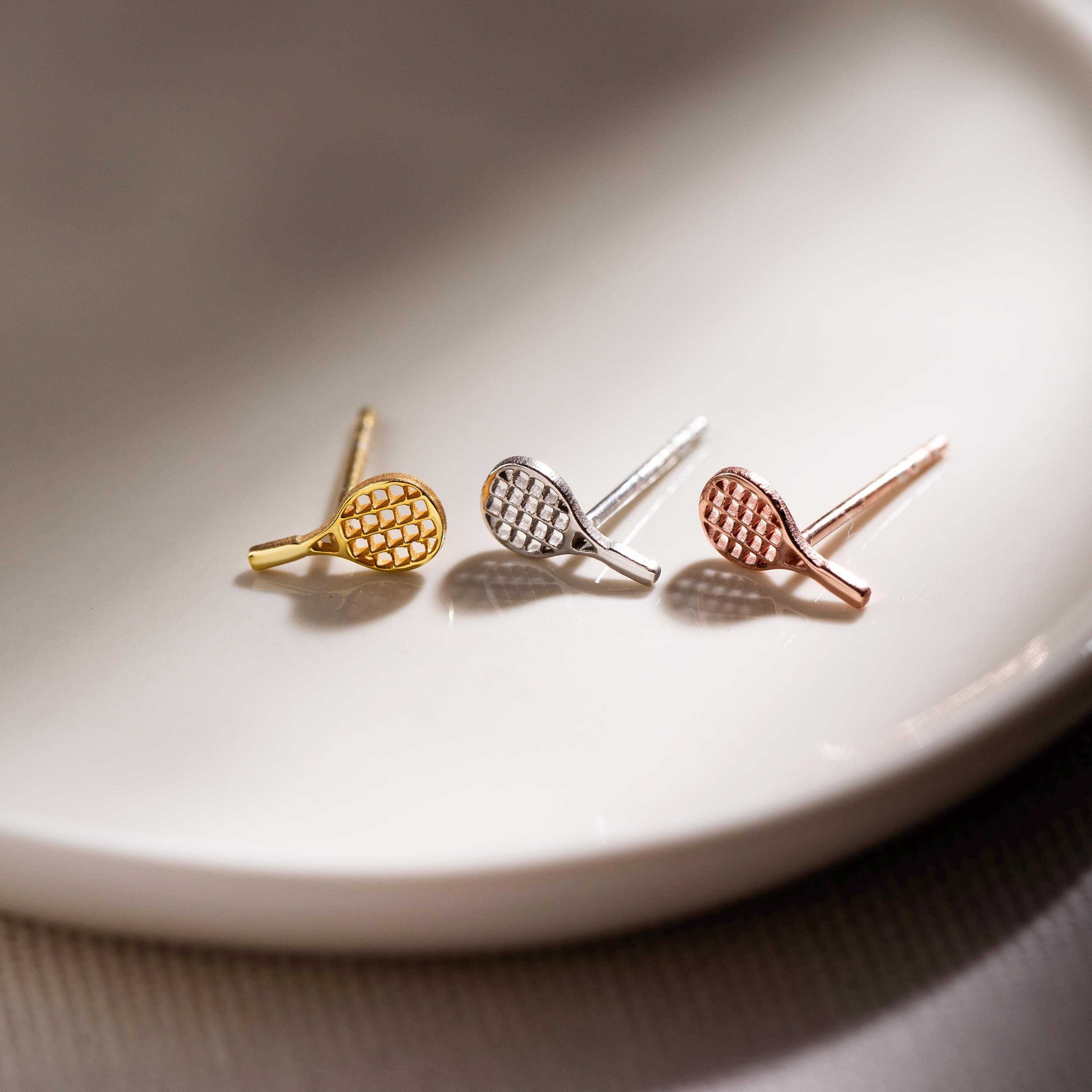 Raquette De Tennis En Cristal Swarovski Boucles D'Oreilles En Or