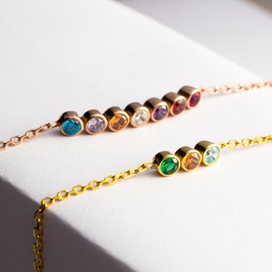 Birthstone Bracelet, Family Birthstone Bracelet, Christmas Gift, Birthstone Bracelet, Gold Bracelet, Perfect Gift for Her, Mothers Day Gift image 4