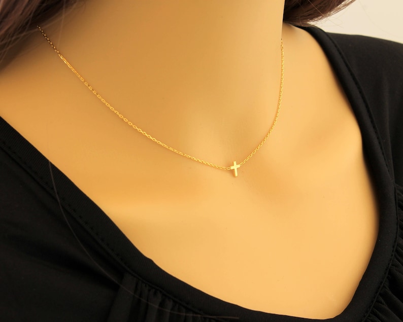 Dainty Cross Necklace, Christmas Gift, Cross Necklace, Dainty Necklace, Gold Cross Necklace, Small Cross Necklace, Minimalist Tiny Necklace 