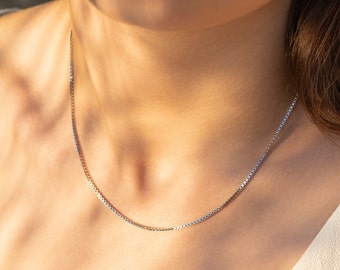 Box Chain Necklace - Silver Name Necklace with Box Chain - Mother's Day Gift - Bridesmaid Gift - Gift for Her - Christmas Gift