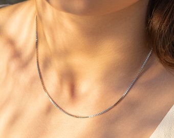 Box Chain ketting - zilveren naam ketting met Box Chain - Moederdag cadeau - bruidsmeisje cadeau - cadeau voor haar - kerstcadeau