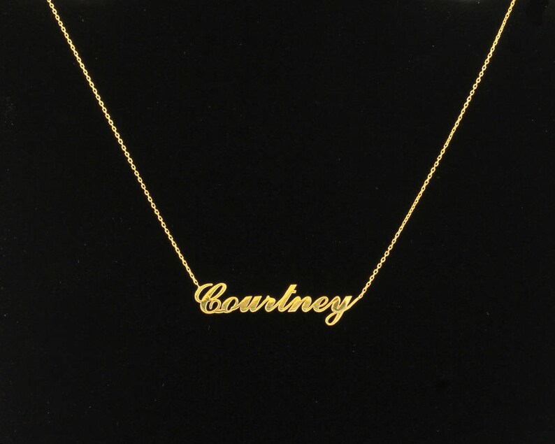 14K Solid Gold Name Necklace Nameplate Necklace Name Etsy