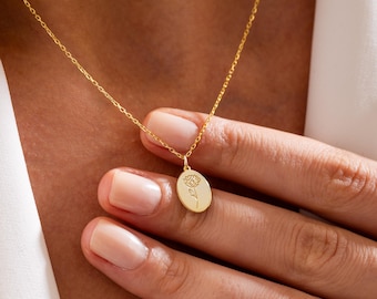 Oval Geburtsblume Halskette – Personalisierter Anhänger aus Sterlingsilber, vergoldet, Geschenk zum Valentinstag