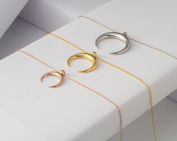 Crescent Moon Necklace Tusk Necklace 