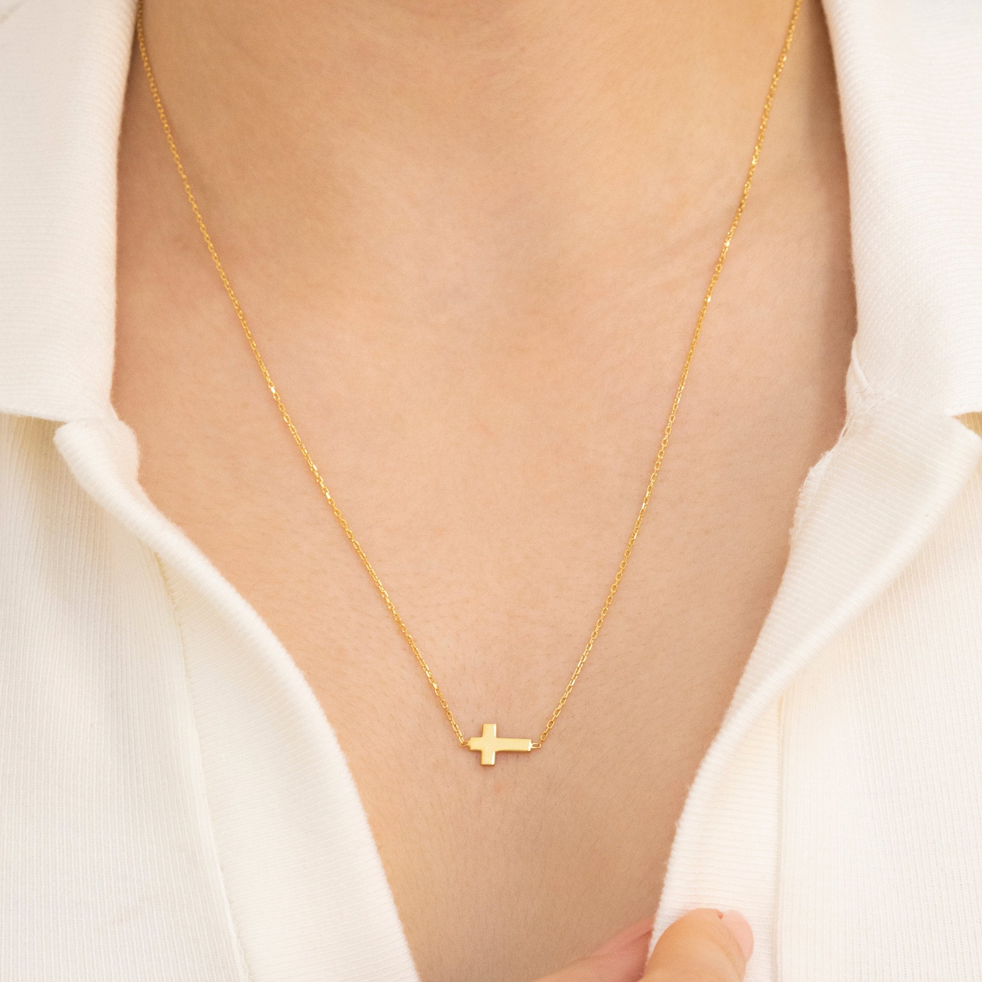 Sideways Cross Necklace, Dainty Cross Necklace for Women, Gold Cross  Necklace, Mother\'s Day Gift, Christmas Gift for Her - Etsy