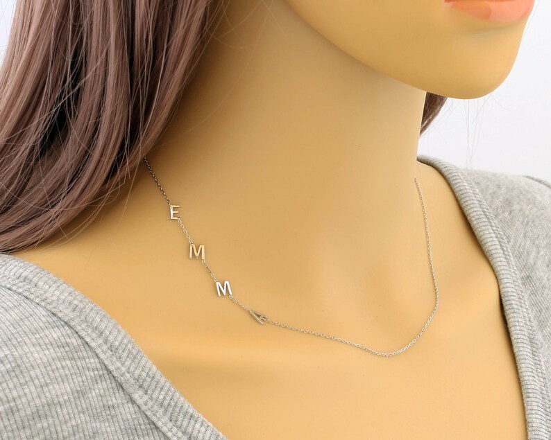 Dainty Necklace Sideways Initial Necklace Personalized Etsy