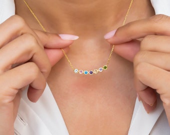Birthstone Necklace for Mom or Grandma – Personalized Family Jewelry – Holiday Gift
