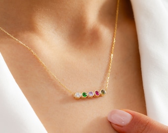 Family Birthstone Necklace - Personalized Jewelry for Her - Mother's Day or Christmas Gift - Valentine's  Day