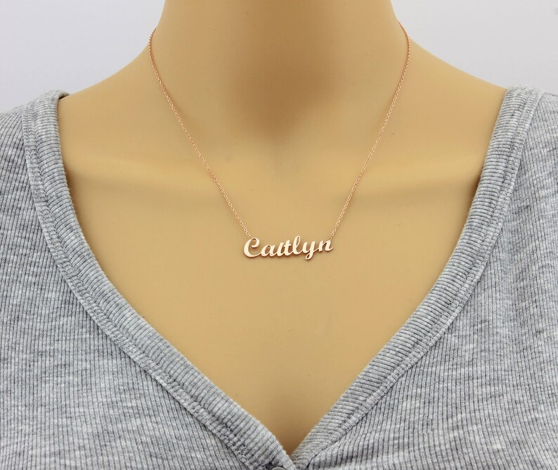 14K Solid Gold Name Necklace Nameplate Necklace Name Etsy