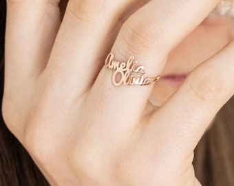 Personalized Sterling Silver Multiple Name Ring, Mother's Jewelry