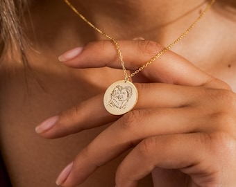 Personalisierte Halskette mit Gravur, individueller Fotoschmuck mit Rückengravur, Erinnerungsstück