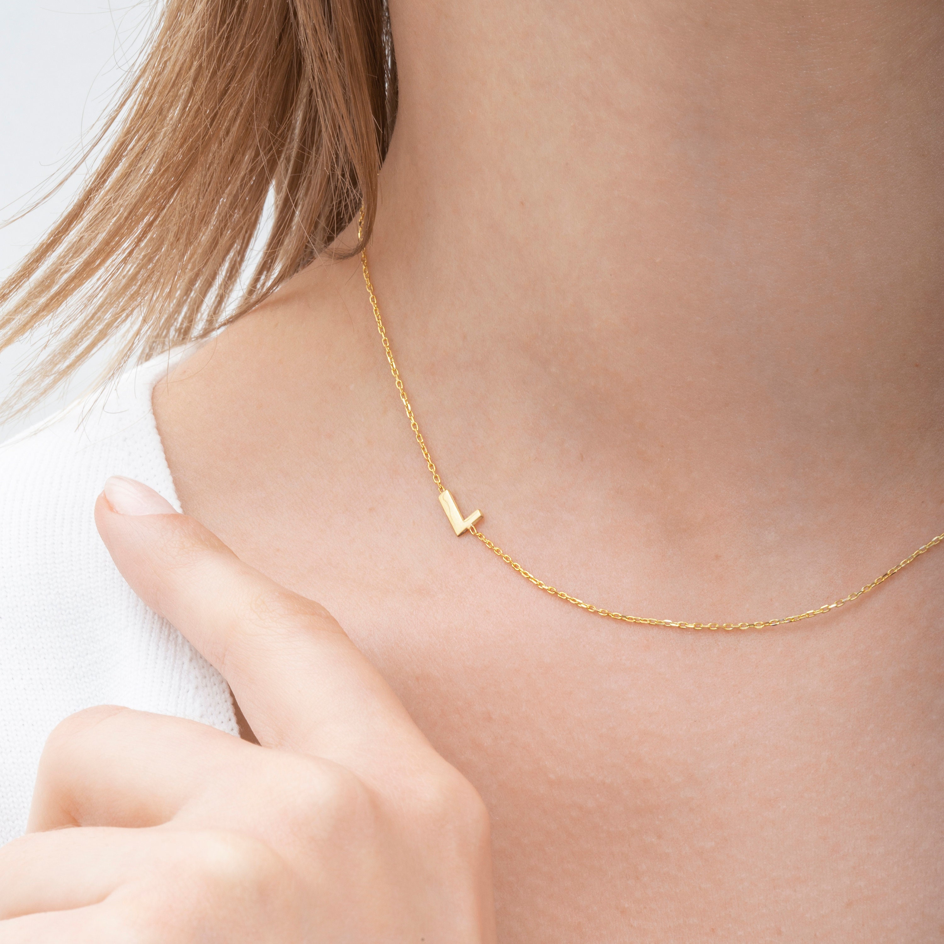Sideways Initial Necklace Initial 